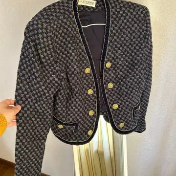 노카라 체크 무늬 자켓