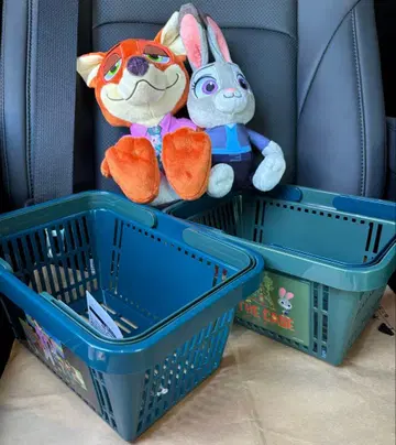 주토피아2 페어 봉제 인형 메쉬 바스켓 3종 세트