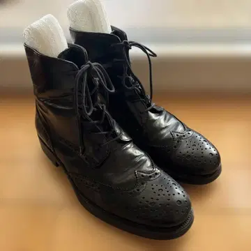 윙팁 가죽 부츠 블랙 37