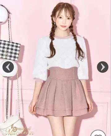 미셸 마카롱 슬림 레그 스커트 트위드 핑크