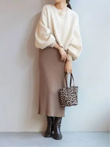 3WAY 샤기 니트 원피스 디스코트 에크루 새상품급 Discoat