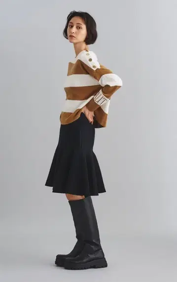 Diagram 플레어 스커트 38 블랙 울 그레이스 콘티넨탈