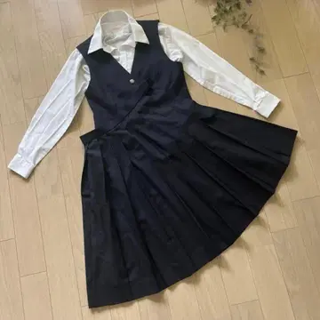 졸업식 입학식 플리츠 스커트 네이비 베스트 화이트 셔츠 와이셔츠