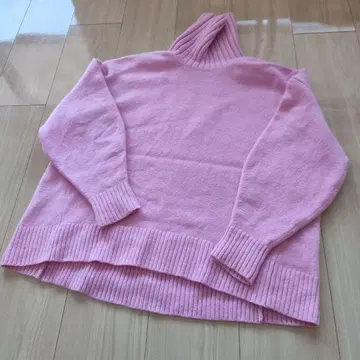 유나이티드 애로우즈 핑크 캐시미어 모 털 터틀넥 스웨터 니트