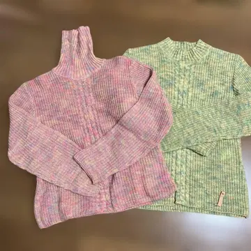 레트로 모헤어 케이블 짜임 니트 2세트