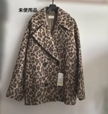 TOMORROWLAND 레오파드 자카드 샤기 빅 칼라 코트