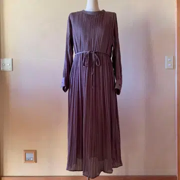 플리츠 롱 원피스 긴팔