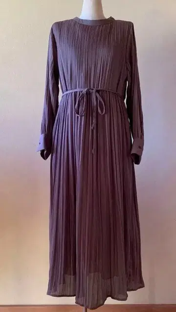 플리츠 롱 원피스 긴팔