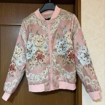 꽃무늬 자수 핑크 블루종