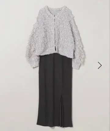 JEANASIS 라메 믹스 가디건 스커트 세트