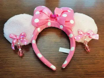 디즈니 미니 마우스 머리띠 핑크 리본