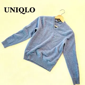 유니클로 UNIQLO 캐시미어 V넥 스웨터 S 긴팔 라이트 블루