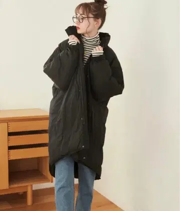 ANGIE 스탠드 카라 충전솜 롱 코트