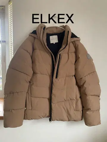 ELKEX 후드 부착 베이지 다운 자켓 M