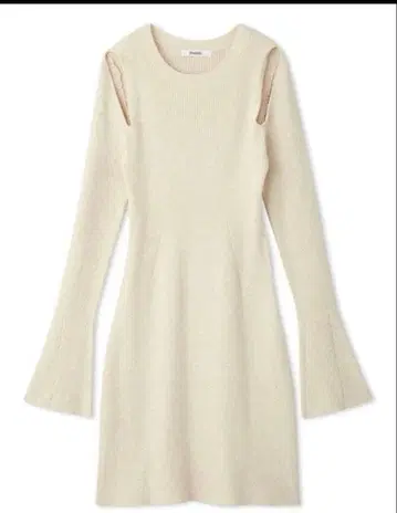 베이지 플레어 슬리브 니트 원피스