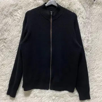 무인양품 신사 세탁 가능한 밀라노 리브 풀 집업 가디건 블랙 XL 사이즈