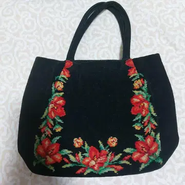 FEILER 꽃무늬 자수 토트백 블랙