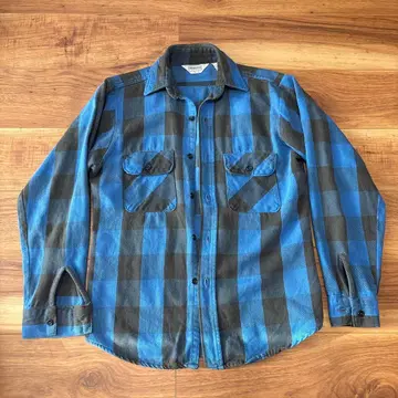 파이브 브라더 70'S 파랑/블랙 체크 플란넬 셔츠 14 14 1/2