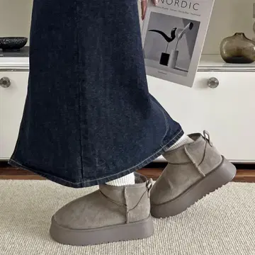 discoat 그레이 스웨이드 어그 부츠 미사용 새상품