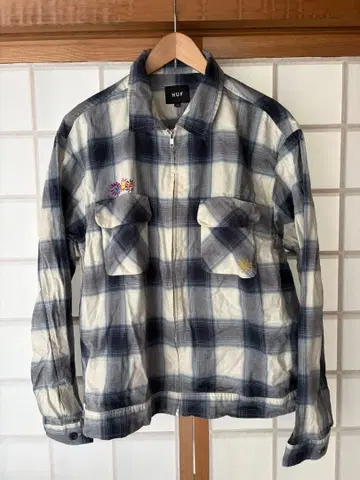 HUF 체크 무늬 프론트 지퍼 셔츠