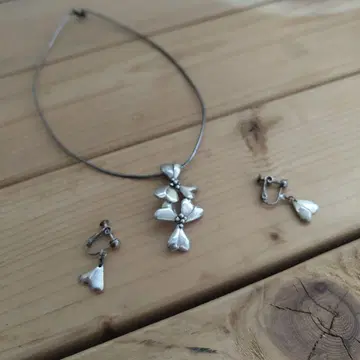 스털링 실버 보타니컬 모티브 목걸이 & 귀걸이 세트