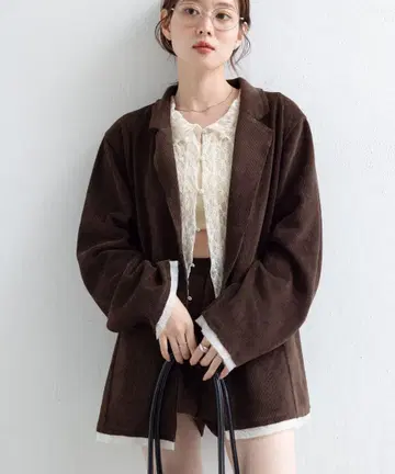 [ kastane ] 브라운 코듀로이 오버 자켓 셋업 가능
