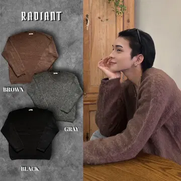 RADIANT vneck mohair knit gray