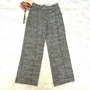 [ theory ] 그레이 트위드 와이드 팬츠 면마 혼방 0