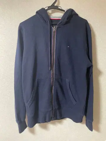 타미힐피거 지퍼 후드티 네이비