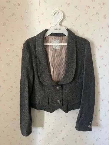 MILK 그레이 숏 자켓 리본 포함