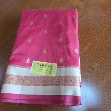 인도 사리 (새상품, 미사용) RAMYA 핑크 실크 터치