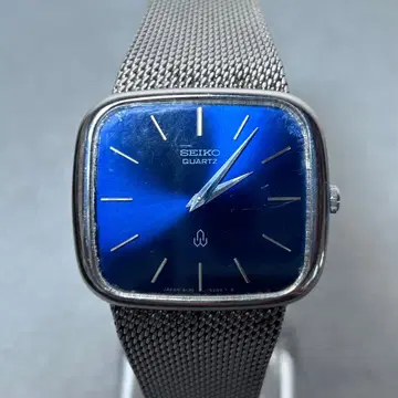 SEIKO QUARTZ 4130-5240 파란색 다이얼 메쉬 밴딩 레트로