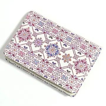 [ 미사용 새상품 ] 유젠분코 명함지갑 카드 홀더 소가죽 꽃무늬 일본제