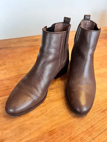 천연 가죽 사이드 고어 숏부츠