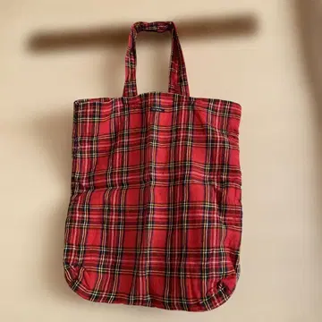 R&D.M.Co. 빨간색 체크 린넨 토트백
