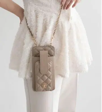 RANDA 퀼팅 스마트폰 숄더 베이지