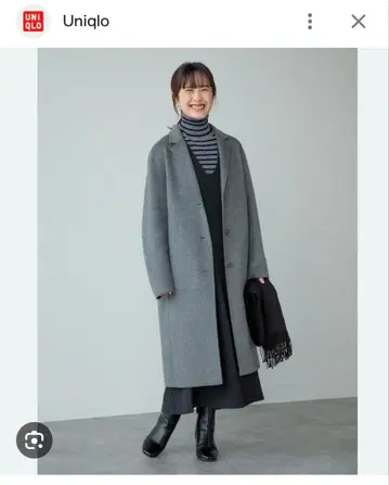거의 미사용 UNIQLO 더블 페이스 롱 체스터 코트