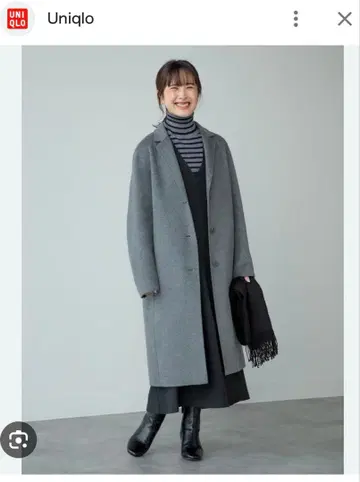 거의 미사용 UNIQLO 더블 페이스 롱 체스터 코트