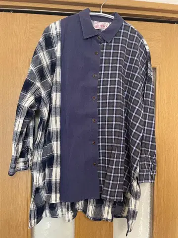 오버 사이즈 체크 셔츠 프리 사이즈