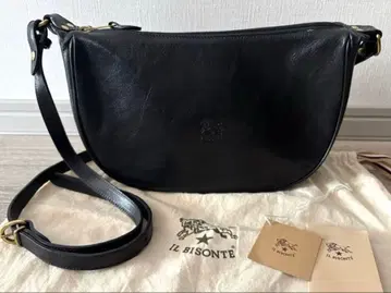 [ 새상품급 IL BISONTE 초승달 숄더백 블랙 ]