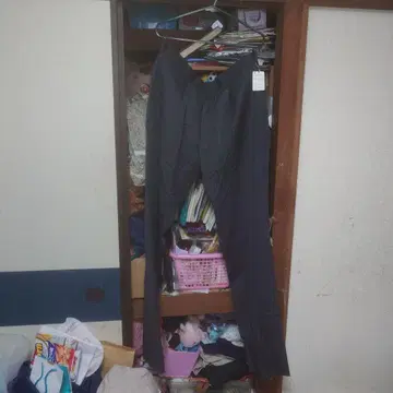 다크 네이비 스트라이프 슬랙스