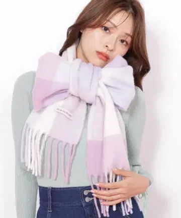 [ 새상품 ] 질 바이 질 스튜어트 블록 체크 스톨 머플러 라벤더