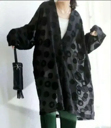 안티카 롱 가디건 시어 자켓 도트 무늬