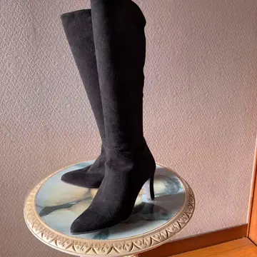 다이애나 롱 부츠 블랙 스웨이드 하이힐(7cm)