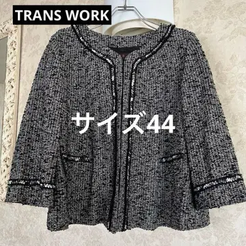 새상품급 빅 사이즈 44 트랜스워크 노카라 트위드 자켓