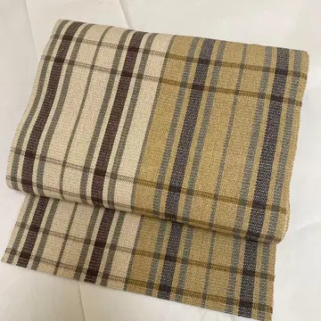 새상품급 순수 실크 생 올 시즌 나고야 오비 베이지 브라운 스트라이프