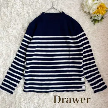 드로어 Drawer 보더 크루넥 풀오버 니트 캐시미어