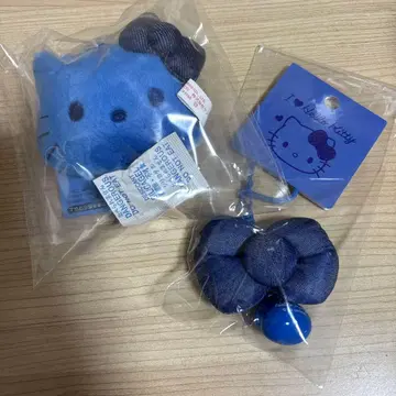 산리오 헬로키티 봉제 인형 키링 파랑 블루