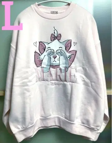 디즈니 마리 맨투맨 티셔츠 눈가림 자수 핑크 L