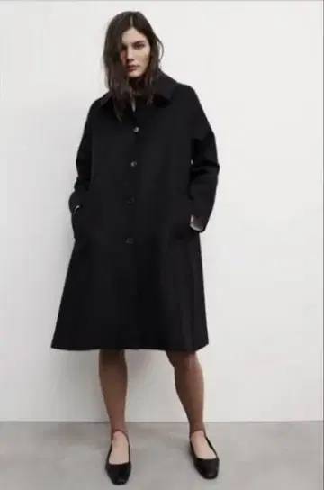 새상품 ZARA MANTECO 울 블렌드 A라인 코트 XS 만테코